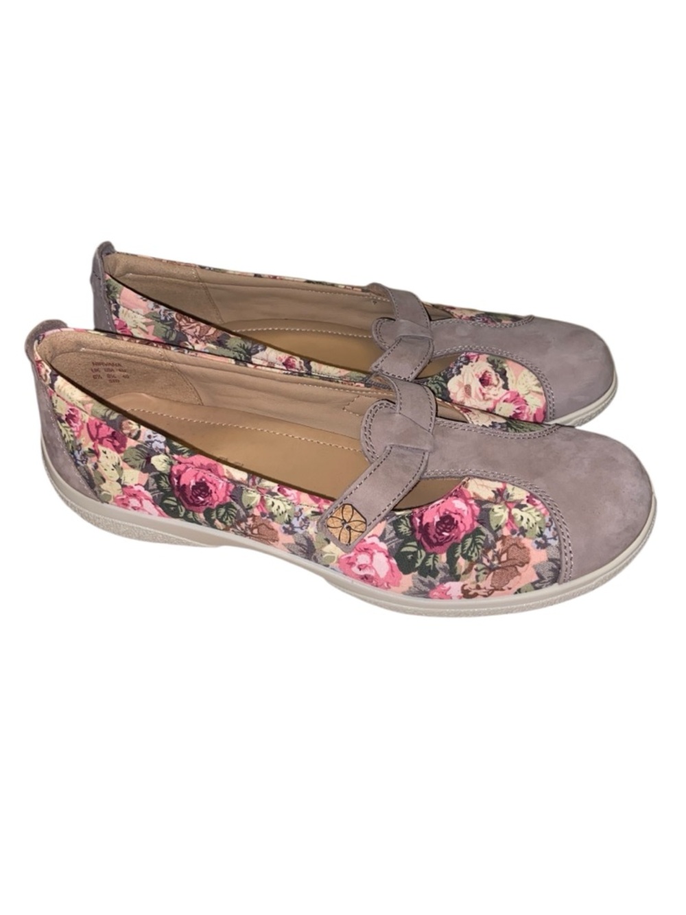 Hotter Shoes Womens Size 8.5 US Mary Jane Floral Nubuck Comfort Concept Slip On